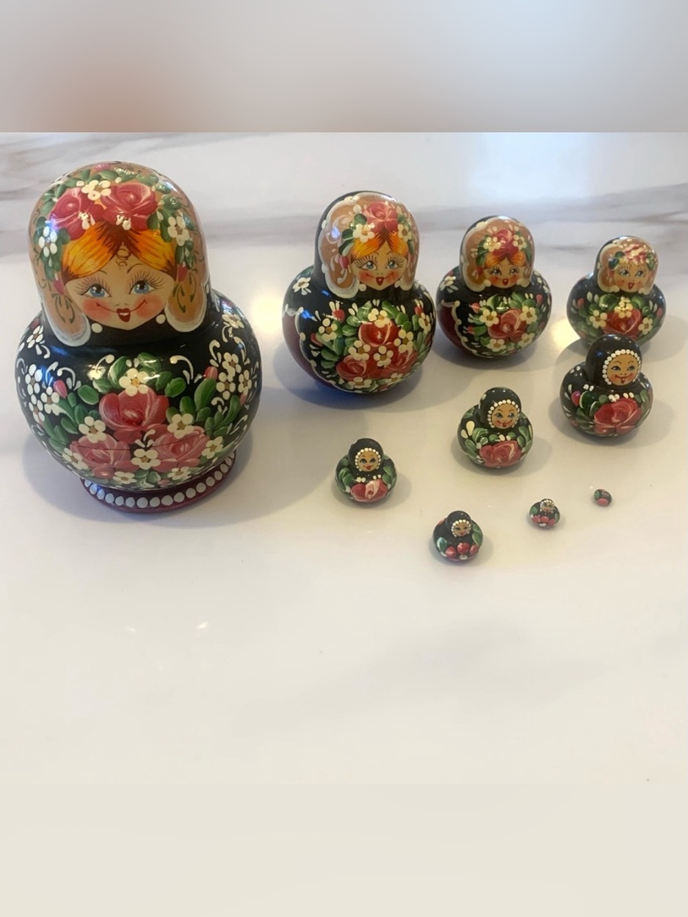 Poza Roza Russian Nesting Dolls Beautiful Hand Painted On Wood Set Of 10 Signed